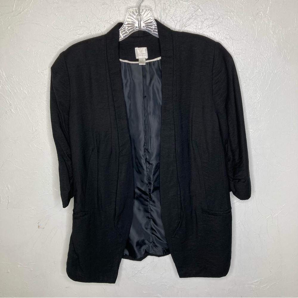 LC Lauren Conrad Three Quarter Length Sleeve Black Blazer Size:6